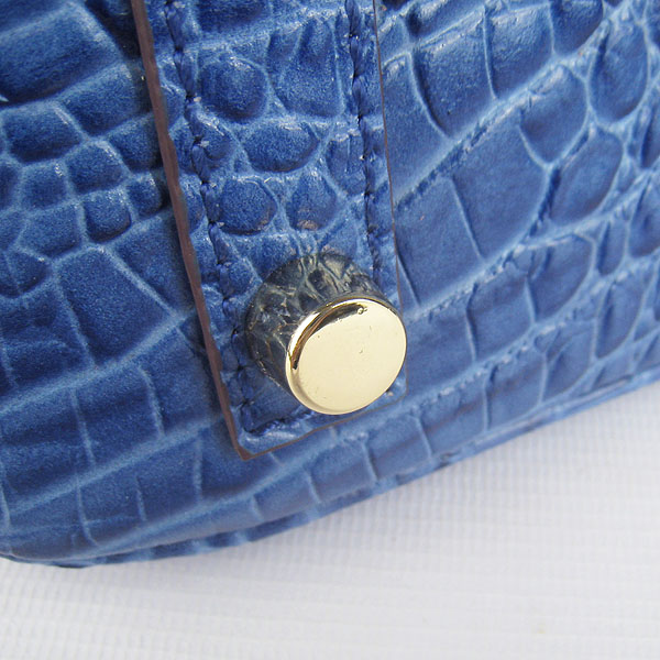 Replica Hermes Birkin 30CM Crocodile Head Veins Bag Dark Blue 6088 On Sale